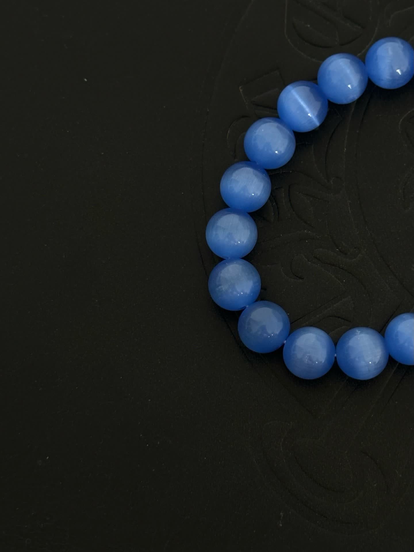 Chrome Hearts Blue Beaded Bracelet with Silver Accents